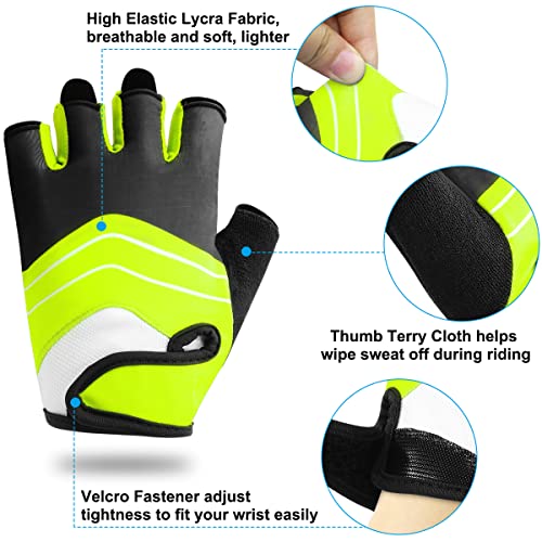 HNOOM Guantes Ciclismo, Guantes MTB Verano Gel para Hombre Mujeres, Guantes Bicicleta Montaña Antideslizante, Transpirable Guantes De Dedo Medio para MTB Bicicleta Bici (Verde, XL)