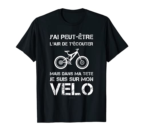Hombre Camiseta de manga corta para hombre, diseño con texto "Je Suis Sur Mon Bicicleta" Camiseta