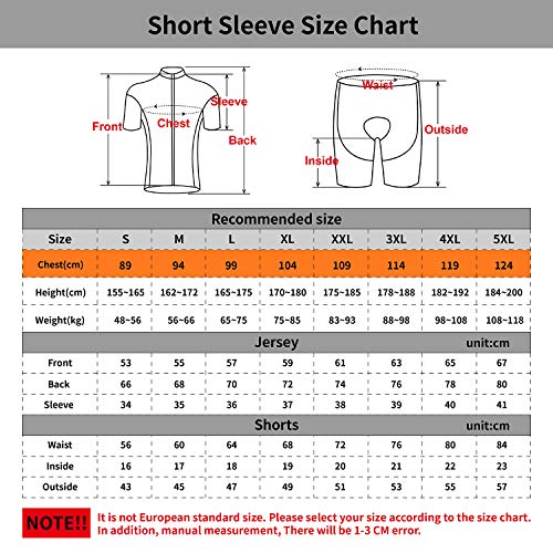 Hombre Conjunto Ropa de Ciclismo para Verano Maillot Manga Corta y Culotte Ciclismo Transpirable Secado Rápido