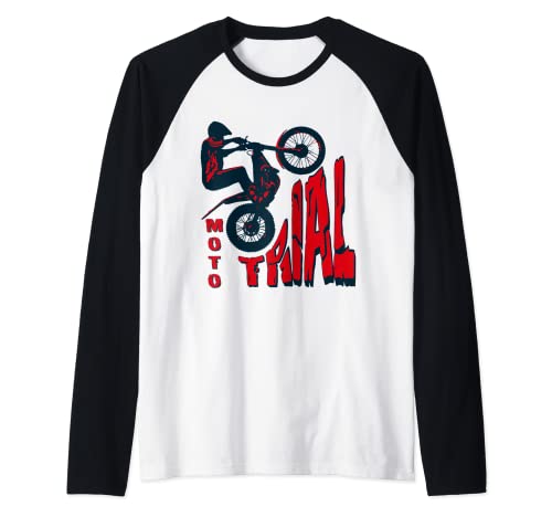 Hombre Moto Trial - Trial Bike - Motociclista - Bike Trial Camiseta Manga Raglan