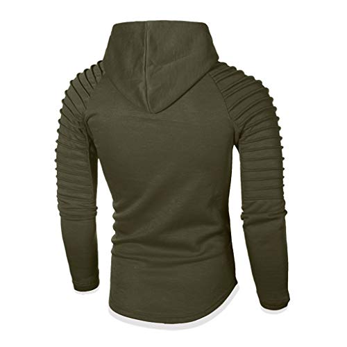 Hombres con Capucha de Manga Larga Sudadera con Capucha Slim Fit Sudaderas de Hombre(XL,Army Green)