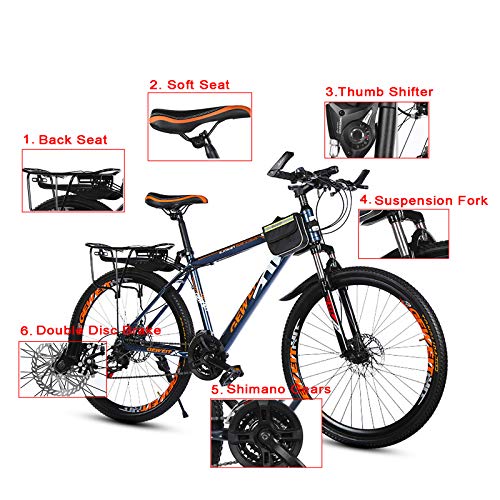 Hombres Rueda De 24 Pulgadas Bicicleta De Montaña,Sport Bike Bicicletas De Carretera,con Freno De Disco Doble & Shimano Cambio De Pulgar,Velocidad Variable Bicicletas De Suspensión Completa-A 24inch