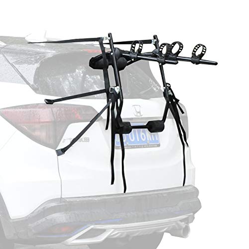 HOMCOM Accesories Portabicicletas para Portón Trasero Plegable con Correas de Seguridad Soporte de 2 Bicicletas hasta 30 kg para la Mayoría Modelos de Coche 75x60x10cm Negro