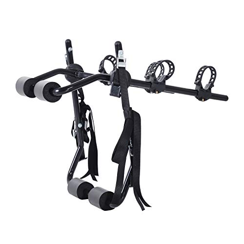 HOMCOM Accesories Portabicicletas para Portón Trasero Plegable con Correas de Seguridad Soporte de 2 Bicicletas hasta 30 kg para la Mayoría Modelos de Coche 75x60x10cm Negro