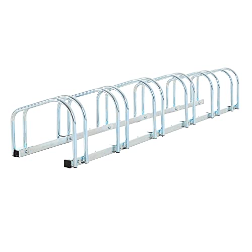 HOMCOM Aparcamiento 6 Bicicletas Soporte Aparcar Bici Suelo y Pared Garaje Almacenamiento Acero (6 Bicicletas)