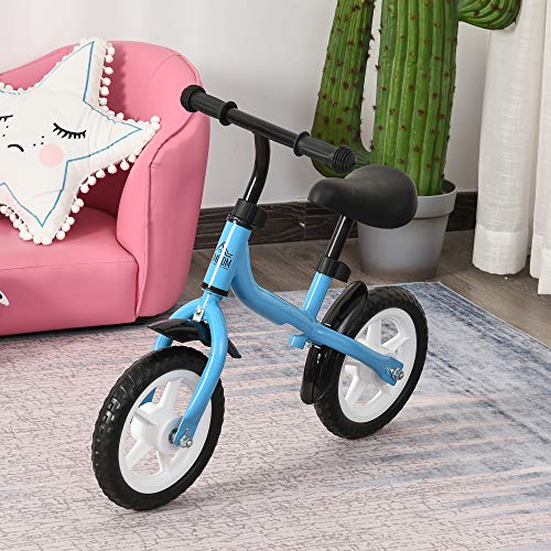 HOMCOM Bicicleta sin Pedales Infantil Altura Ajustable para Principiantes de +3 Años con Ruedas con Relieve Diseño Novedoso Bicicleta de Equilibrio 71x32x56 cm Azul