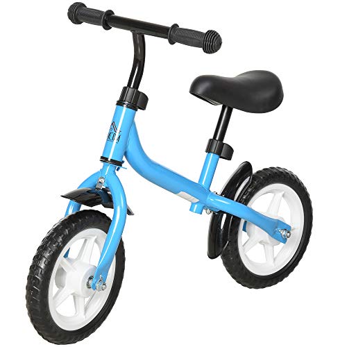 HOMCOM Bicicleta sin Pedales Infantil Altura Ajustable para Principiantes de +3 Años con Ruedas con Relieve Diseño Novedoso Bicicleta de Equilibrio 71x32x56 cm Azul