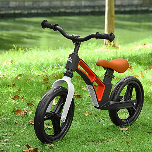 HOMCOM Bicicleta sin Pedales para Niños de 2 a 5 Años Aleación de magnesio Bicicleta de Equilibrio Infantil con Sillín y Manillar Ajustables Ruedas de Goma 86x41x49-56 cm Negro