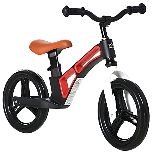 HOMCOM Bicicleta sin Pedales para Niños de 2 a 5 Años Aleación de magnesio Bicicleta de Equilibrio Infantil con Sillín y Manillar Ajustables Ruedas de Goma 86x41x49-56 cm Negro