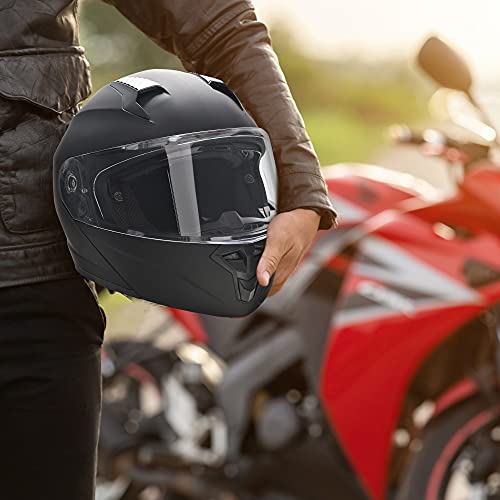 HOMCOM Casco de Moto Integral Talla L-59 cm Casco de Motocicleta con Doble Visera Cabezal Anticolisión y Ventilaciones con Certificación Europea Unisex Color Negro