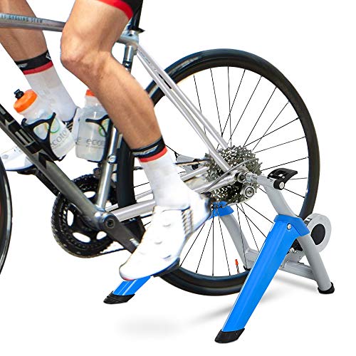 HOMCOM Entrenador de Bicicleta Rodillo para Bicicleta Plegable Portátil con Resistencia Magnética Ajustable de 8 Niveles para Ruedas de 650C, 700C o 26" - 29" 77x56x47,5 cm Azul