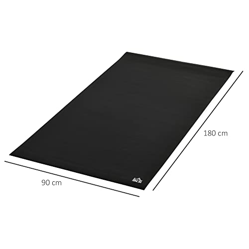 HOMCOM Esterilla Protectora para Aparatos de Fitness 6 mm Alfombra Antideslizante para Cintas de Correr y Bicicletas en Hogar Gimnasio 180x90 cm Negro