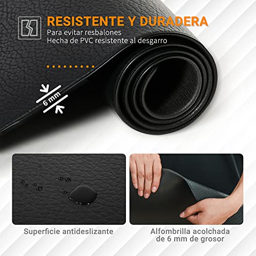 HOMCOM Esterilla Protectora para Aparatos de Fitness 6 mm Alfombra Antideslizante para Cintas de Correr y Bicicletas en Hogar Gimnasio 180x90 cm Negro