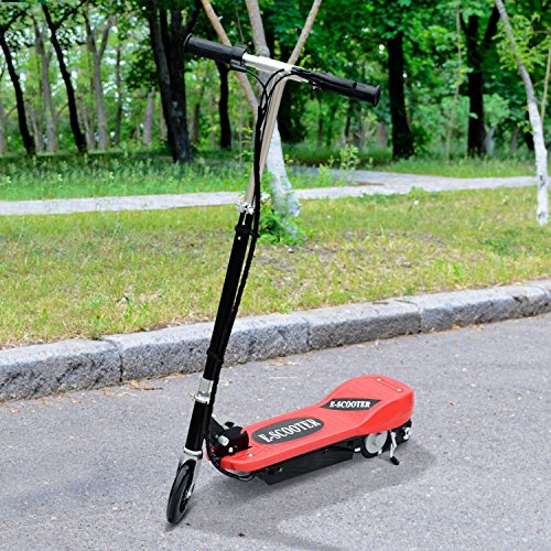 HOMCOM Patinete Eléctrico Plegable para Niños y Adolescentes de +7 Años Scooter Eléctrico con Manillar Ajustable en Altura y Frenos Carga Máx. 50 kg 78x37x91-99 cm Rojo