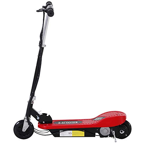 HOMCOM Patinete Eléctrico Plegable para Niños y Adolescentes de +7 Años Scooter Eléctrico con Manillar Ajustable en Altura y Frenos Carga Máx. 50 kg 78x37x91-99 cm Rojo