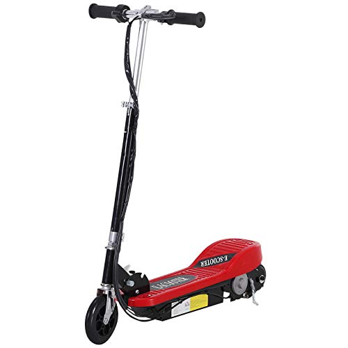 HOMCOM Patinete Eléctrico Plegable para Niños y Adolescentes de +7 Años Scooter Eléctrico con Manillar Ajustable en Altura y Frenos Carga Máx. 50 kg 78x37x91-99 cm Rojo