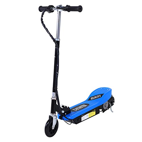 HOMCOM Patinete Eléctrico Plegable para Niños y Adolescentes de +7 Años Scooter Eléctrico con Manillar Ajustable en Altura y Frenos Carga Máx. 50 kg 78x37x91-99 cm Azul