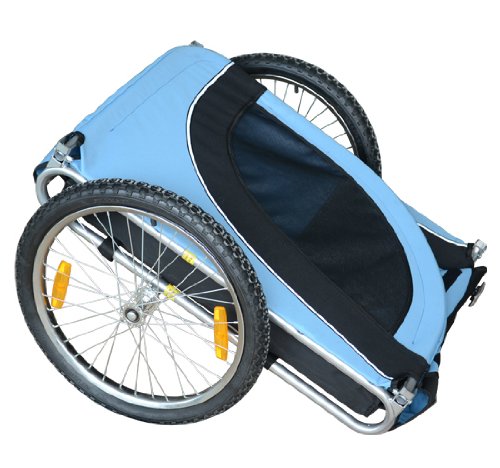 HOMCOM PawHut Remolque Bicicleta Perros Mascota 1 Bandera 6 Reflectores Remolque Bici Azul Negro