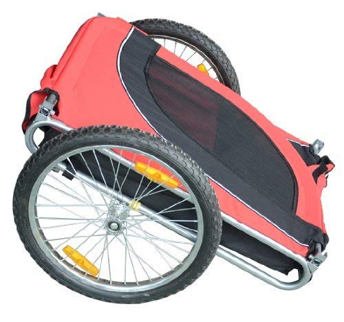 HOMCOM PawHut Remolque Bicicleta Perros Mascota 1 Bandera 6 Reflectores Remolque Bici Rojo Negro