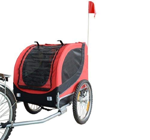 HOMCOM PawHut Remolque Bicicleta Perros Mascota 1 Bandera 6 Reflectores Remolque Bici Rojo Negro