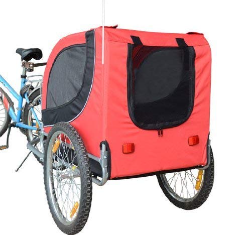 HOMCOM PawHut Remolque Bicicleta Perros Mascota 1 Bandera 6 Reflectores Remolque Bici Rojo Negro