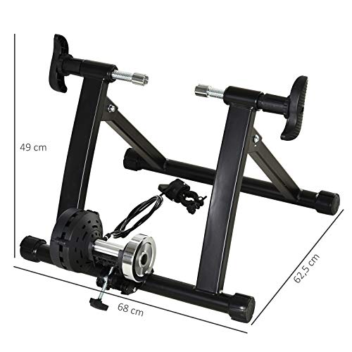 HOMCOM Rodillo de Bicicleta Entrenamiento Plegable con Resistencia Magnética Ajustable de 8 Niveles para Ruedas de 650C/700C o 26-28 Pulgadas para Interior 68x62,5x49 cm Negro