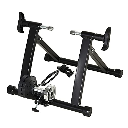 HOMCOM Rodillo de Bicicleta Entrenamiento Plegable con Resistencia Magnética Ajustable de 8 Niveles para Ruedas de 650C/700C o 26-28 Pulgadas para Interior 68x62,5x49 cm Negro