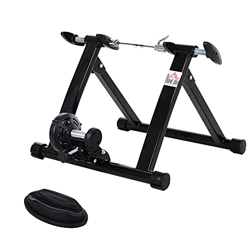 HOMCOM Rodillo de Bicicleta Entrenamiento Plegable con Resistencia Magnética para Ruedas de 26-28 Pulgadas Soporte Entrenador Bici para Casa Interior 54,5x47,2x39,1 cm Negro