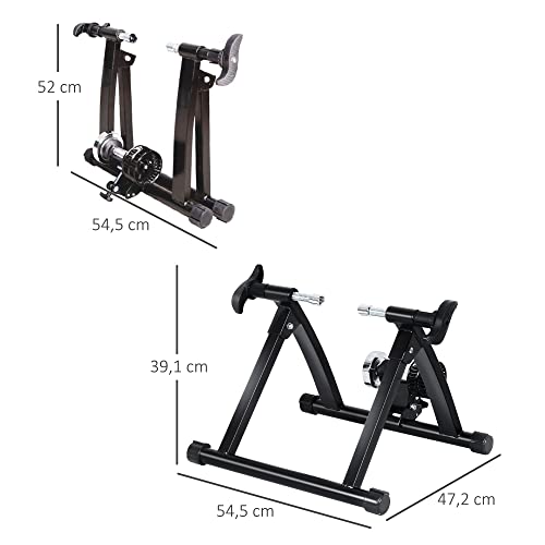 HOMCOM Rodillo de Bicicleta Entrenamiento Plegable con Resistencia Magnética para Ruedas de 650C/700C o 26-28 Pulgadas para Casa Interior Carga 135 kg 54,5x47,2x39,1 cm Negro