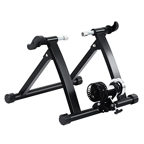 HOMCOM Rodillo de Bicicleta Entrenamiento Plegable con Resistencia Magnética para Ruedas de 650C/700C o 26-28 Pulgadas para Casa Interior Carga 135 kg 54,5x47,2x39,1 cm Negro