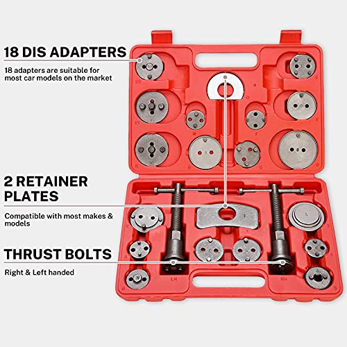 Homeway 22 Pezzi - Reposicionador de Pistones de Freno Pistoni Freno Resetter Set Pistone Resetter - Ganasce dei freni o per il cambio delle pastiglie -universale - Arretratore pistoncini freni