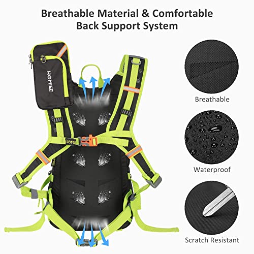 HOMIEE Mochila de Ciclismo Impermeable, Mochila para bicicleta con Cubierta de Lluvia,Unisexo Respirable Ultraligero para Excursionismo Ciclismo Alpinismo Senderismo Camping al Aire Libre(verde)