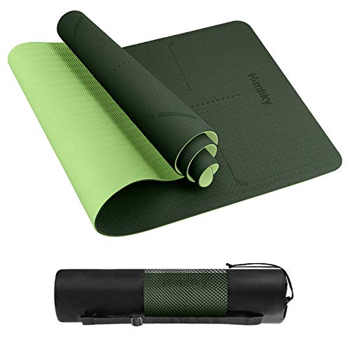 Homtiky Esterilla Yoga, Esterilla Deporte Antideslizante con Material ecológico TPE, Yoga Mat diseñado para Entrenamiento físico con Correa de Transporte y Bolsa