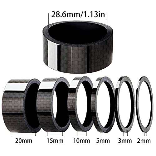 HONGECB Espaciador de Carbono Completo, Auricular Espaciador Bicicleta, Separadores de Dirección para Ciclismo, Espaciador para Vástago de Bicicleta, para Bicicletas de Montaña, 6 Piezas