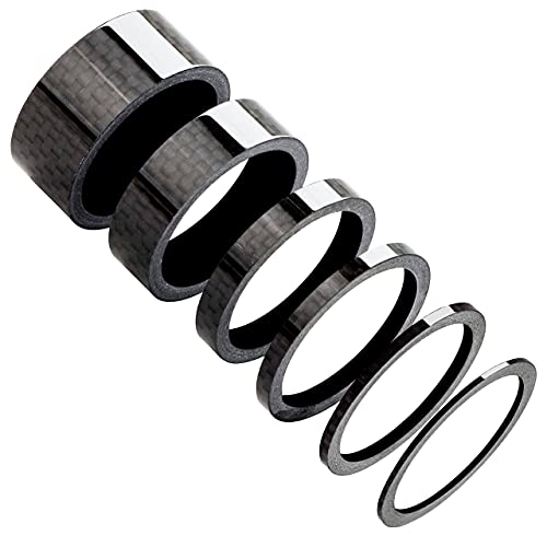 HONGECB Espaciador de Carbono Completo, Auricular Espaciador Bicicleta, Separadores de Dirección para Ciclismo, Espaciador para Vástago de Bicicleta, para Bicicletas de Montaña, 6 Piezas