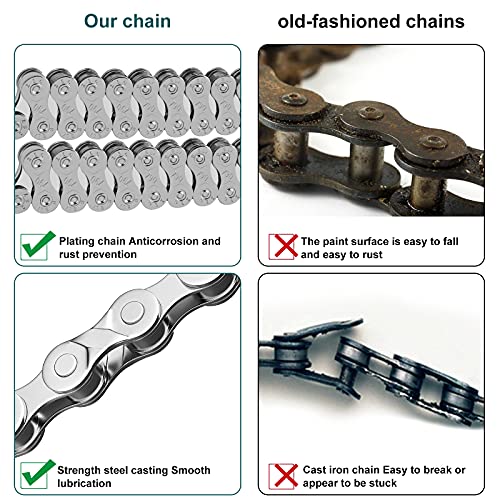 HONZUEN Cadena de Bicicleta 9 Velocidades con Eslabon Rapido, 116 Eslabones Duradera Universal BMX Cycle Bicycle Bike Chain, Cadena Bici para Bicicletas de Carretera o Montaña