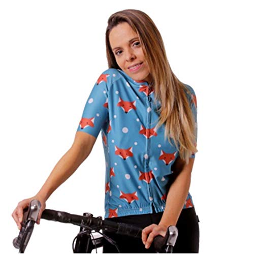 HOOPOE Ropa Ciclismo, Maillot Fox Blue Hombre, Mujer, Manga Corta #FoxBlue Tallas (XS a XL) S