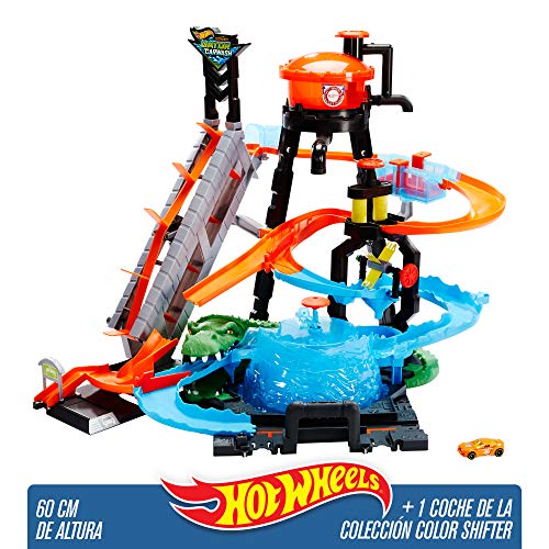 Hot Wheels Cocodrilo Destructor, pista de coches de juguete (Mattel FTB67)