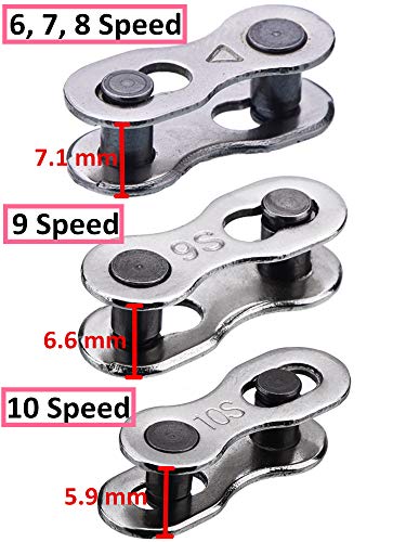 Hotop 8 Pares de Eslabones Perdidos de Bicicleta para Cadena de Velocidad 6, 7, 8, 9, 10, Plateado, Reutilizable (Velocidad 9)