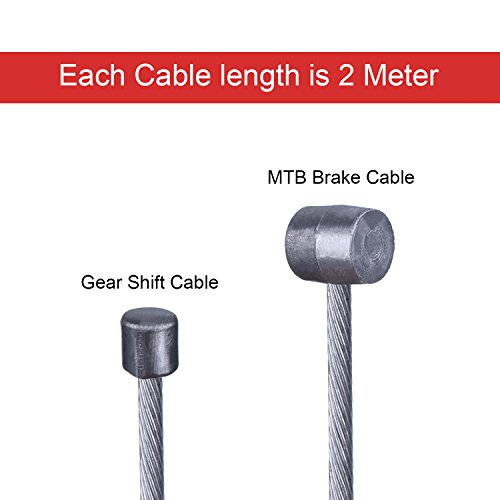 Hotop Cable de Freno de Bicicleta de Montaña Set de Alambre Cable de Engranaje y Abrazaderas de Extremos de Cable