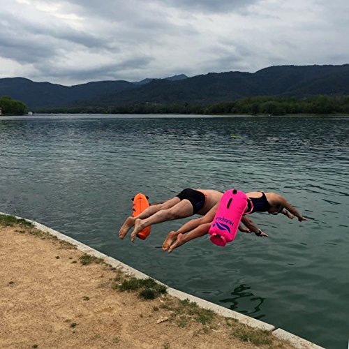 Hotspear Boya De Natación para Aguas Abiertas con Bolsa Estanca, con Dos Cámaras de Aire Rapido de inflar y desinflar Swimming Dry Bag Buoy (Clasica 28 litros)