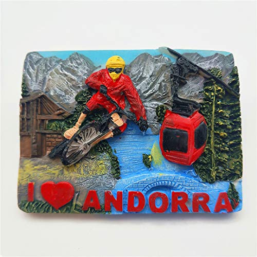 Hqiyaols Souvenir Bicicleta Andorra Refrigerador 3D Imán de Nevera Recorrido Recuerdos Ciudad Colección Cocina Decoración Tablero Blanco Etiqueta Resina