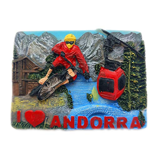 Hqiyaols Souvenir Bicicleta Andorra Refrigerador 3D Imán de Nevera Recorrido Recuerdos Ciudad Colección Cocina Decoración Tablero Blanco Etiqueta Resina