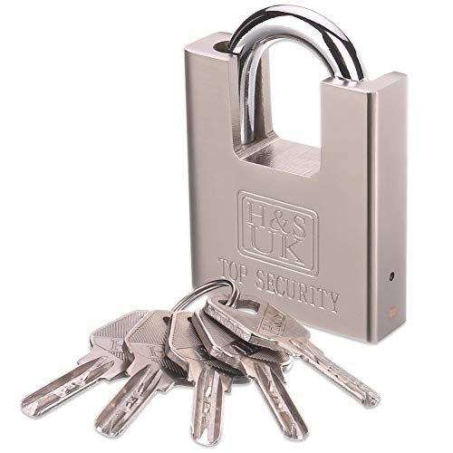 H&S 5 Keys 60mm Heavy Duty Warehouse Container Garage Shutter Padlock Gate Chain Lock
