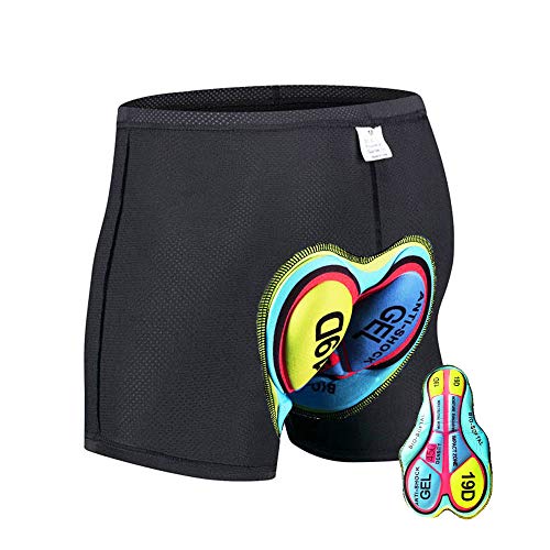 HTTOAR Culote Corto Ciclismo Hombre， Culotes Ciclista Calzoncillos Transpirable y de Secado Rápido Calzoncillos Bici (Amarillo Negro, Large)