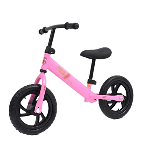 Huachaoxiang Niños Bicicleta De Equilibrio, Equilibrio Bicicletas para Pequeños Y con Color Al Azar Casco Caminar Formación Sin Pedal,Rosado