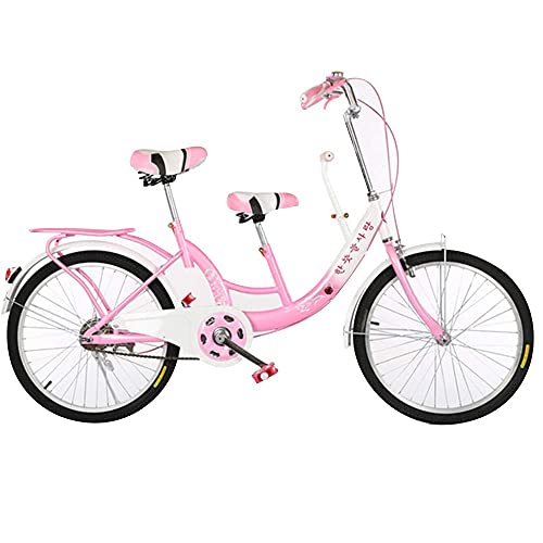 HUAQINEI Bicicleta para Madre e Hijo Bicicleta para Padres e Hijos de 22 Pulgadas, Bicicleta para Madre e Hijo, Bicicleta tándem de Dos plazas con niños, Modelos de Mujer para Mujer, Rosa