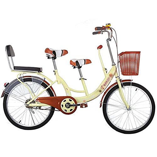 HUAQINEI Coche para Padres e Hijos de 22 Pulgadas para Mujer, Coche para Madre e Hijo, Bicicleta tándem de Dos plazas, Bicicleta con Bicicleta para niños, Rosa