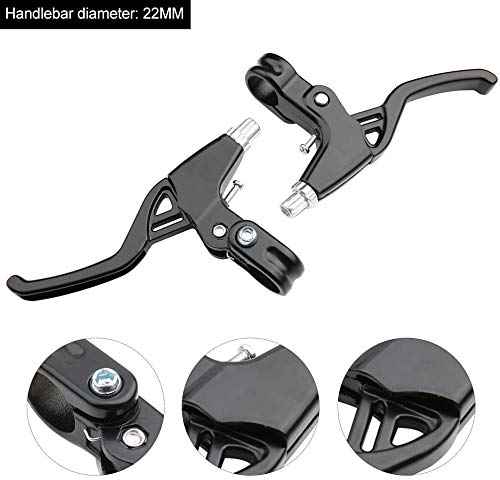 HUGEE Palancas de Freno de Bicicleta - Freno de Mano de Aleación De Aluminio Universal para Bicicleta,Aplicar en Bicicleta de Carretera MTB BMX Freno de Bicicleta,Diámetro 2,2 cm,Un Par (Negro)