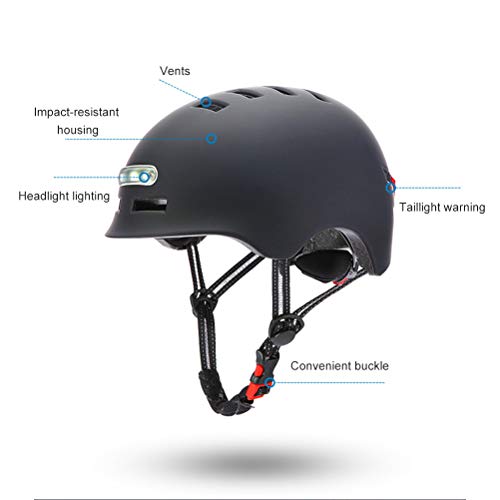 HUSHUI Casco de Bicicleta Adultos, Hombres, Mujeres, luz LED, Casco de Ciclismo, Casco de Bicicleta, patineta eléctrica, Rueda, monopatín, Casco, Cascos de Ciclismo Ligeros